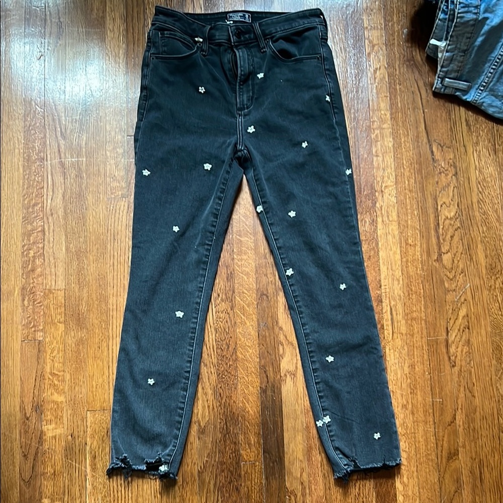 Abercrombie & Fitch Black Skinny Jeans with Unique Pattern